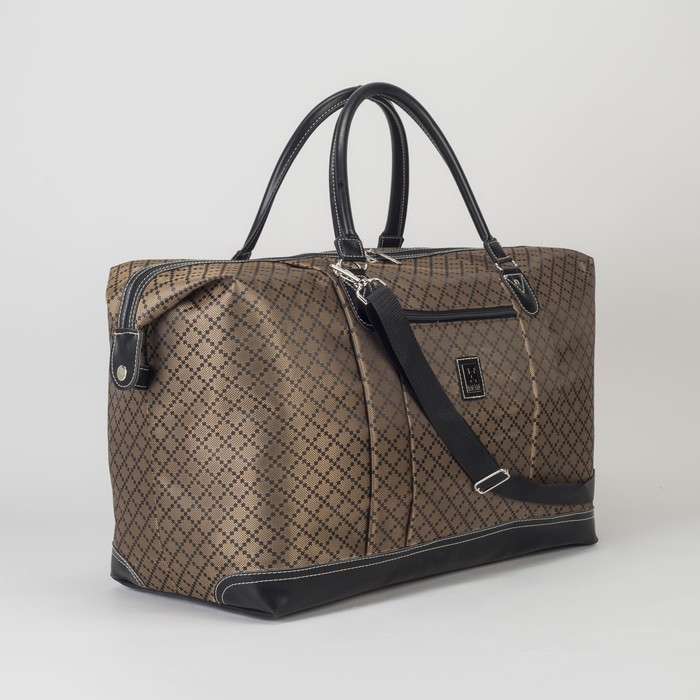 Сумка дорожная, 1 отдел на молнии, 2 наружных кармана, длинный ремень, шоколад