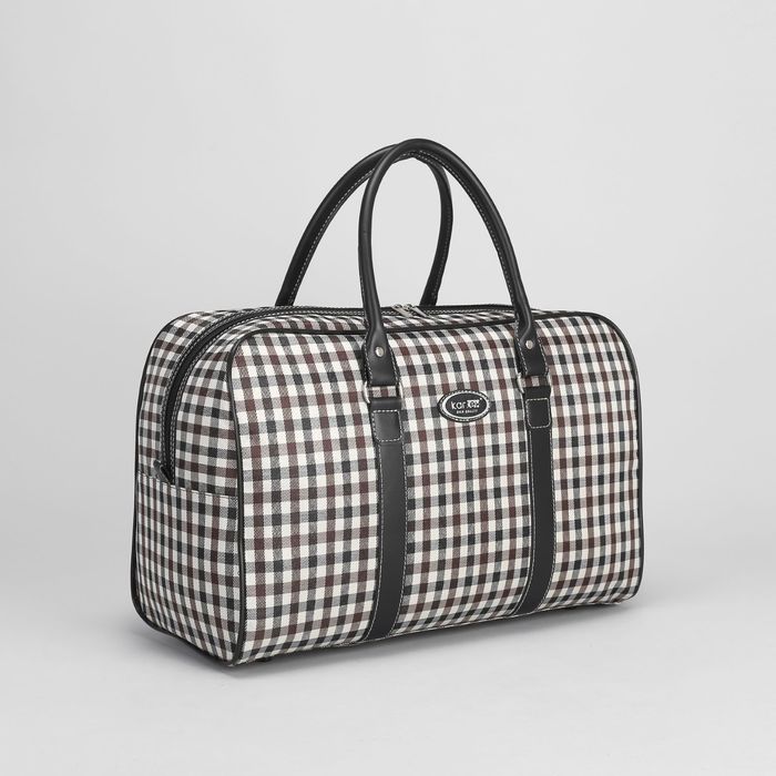 Сумка дорожная «Клетка», 1 отдел на молнии, цвет бежевый