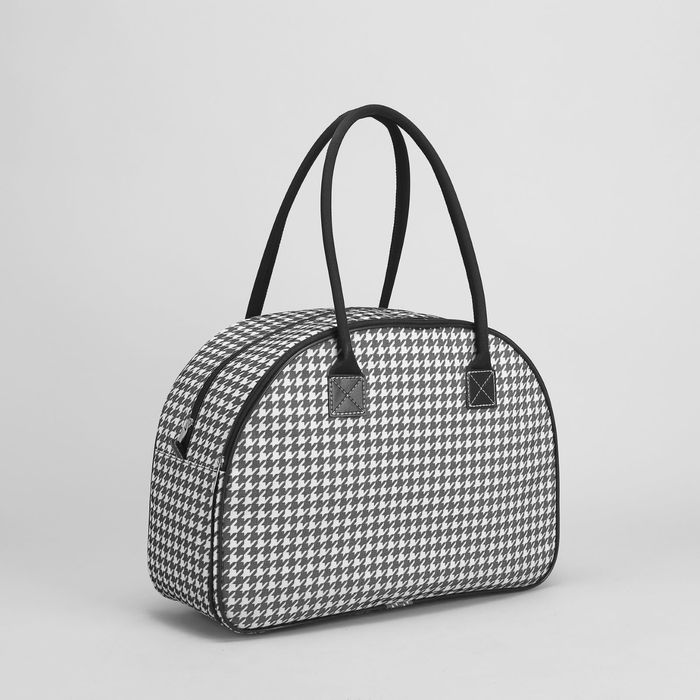 Сумка дорожная на молнии, 1 отдел, наружный карман, цвет чёрный/белый