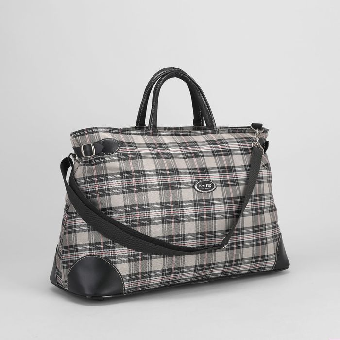 Сумка дорожная "Клетка", отдел на молнии, регулируемый ремень, цвет серый