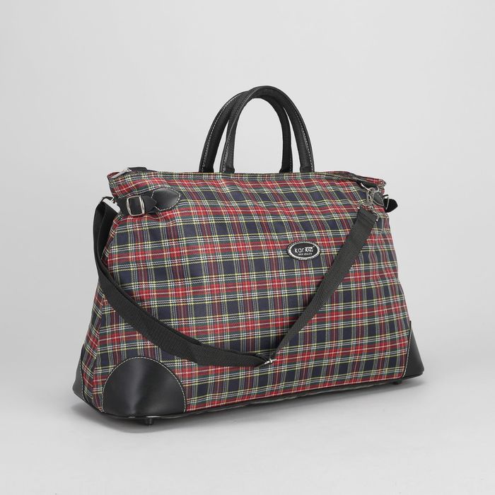 Сумка дорожная "Клетка", отдел на молнии, регулируемый ремень, цвет красный