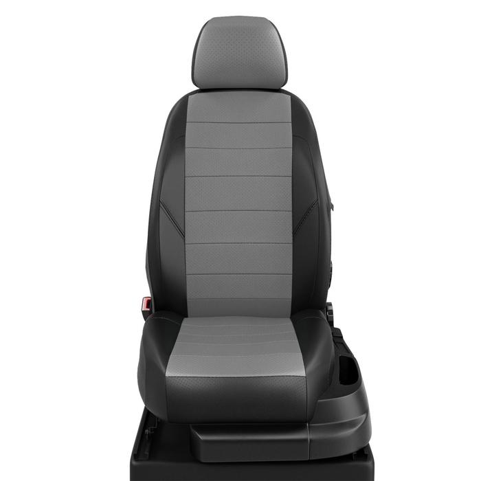 фото Авточехлы для hyundai creta с 2016-н.в. джип задняя спинка 40 на 60, сиденье единое. передний подлокотник, 4-подголовника, экокожа, серо-чёрная автолидер №1