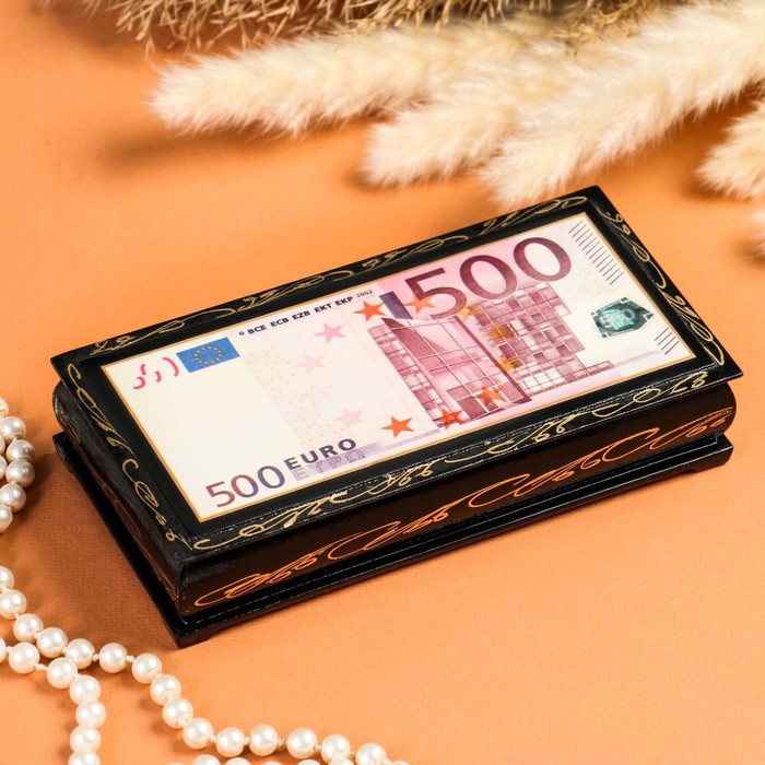 шкатулка купюрница дракон 500 рублей 8 5 × 17 см лаковая миниатюра Шкатулка - купюрница «500 EURO», 8,5×17 см, лаковая миниатюра