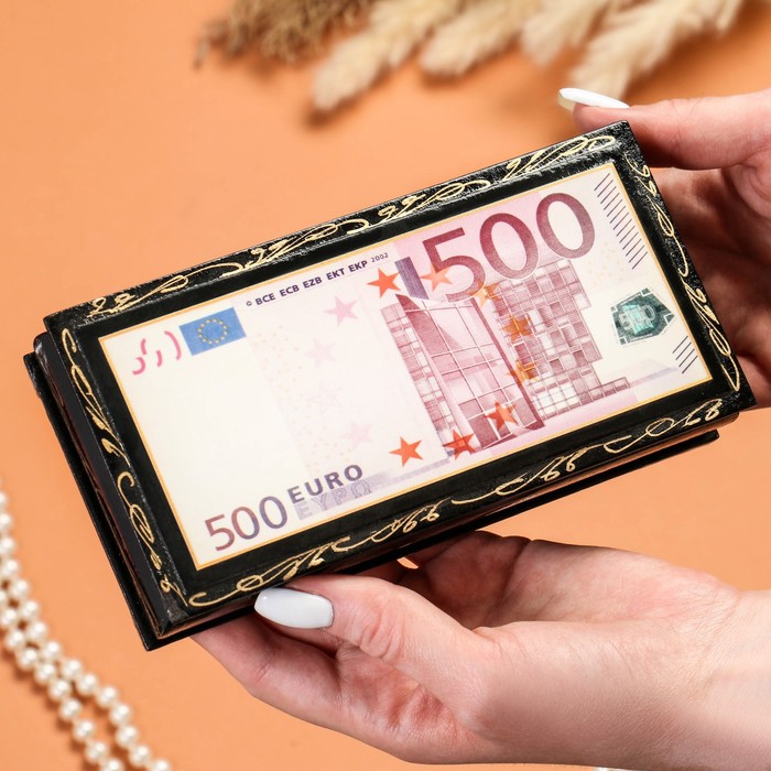Шкатулка - купюрница «500 EURO», 8,5×17 см, лаковая миниатюра