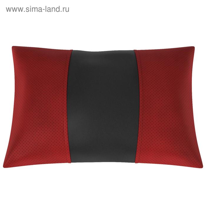 фото Автомобильная подушка, поясничный подпор, экокожа, чёрно-красная автолидер №1