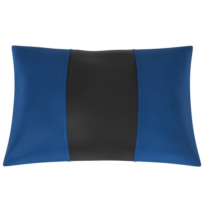 фото Автомобильная подушка, поясничный подпор, экокожа, чёрно-синяя автолидер №1