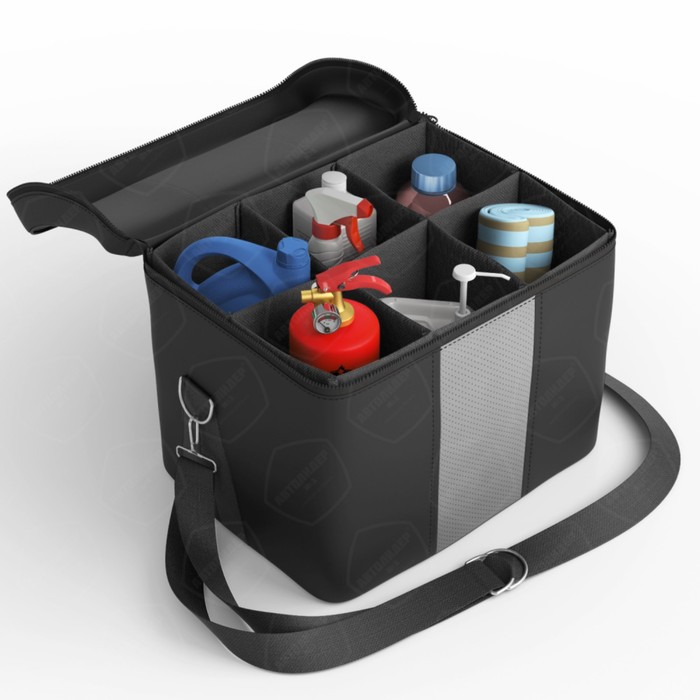 Автомобильная сумка, экокожа, чёрно-серая