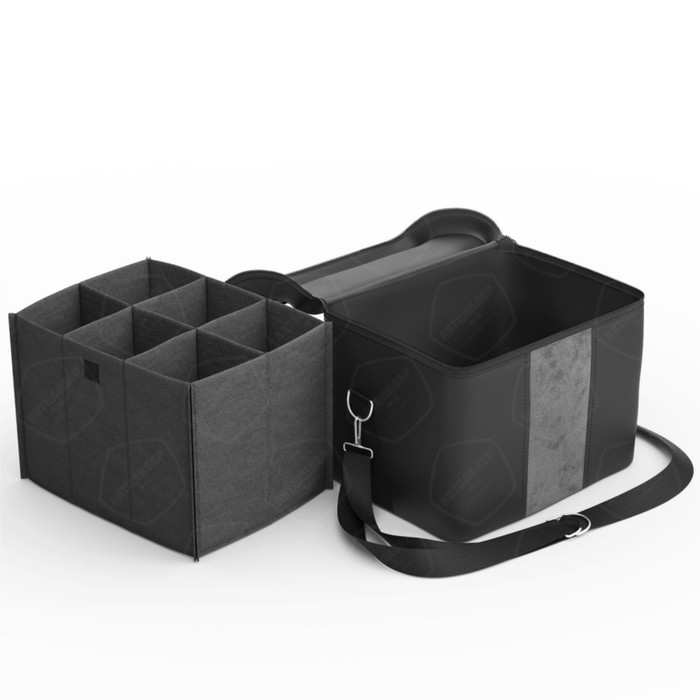 Автомобильная сумка, экокожа, алькантара, чёрно-светло-серая