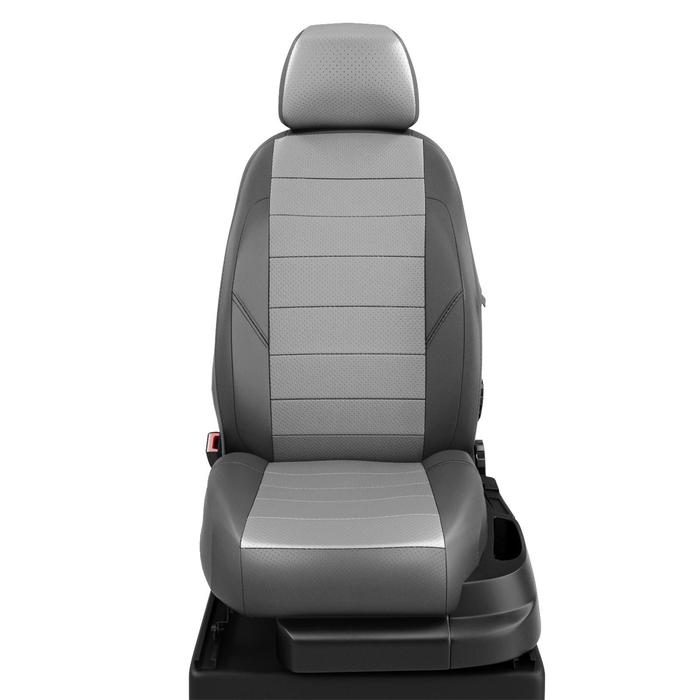Авточехлы для Ssang Yong Rexton 3 с 2012-н.в. джип Задние спинка и сиденье 40 на 60. молния под задний подлокотник, 4-подголовника, экокожа, серая