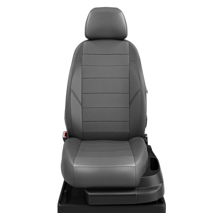 Авточехлы для KIA Magentis 2 с 2005-2010г. седан Задняя спинка 40 на 60,сидение единое, задний подлокотник, 5+2-подголовников, 2-надкрыльника, экокожа, тёмно-серая