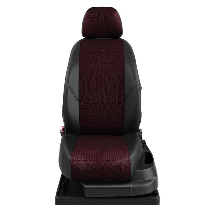 Авточехлы для Suzuki Sx4 с 2010-2014г. седан. Заднее сиденье единое, спинка 40 на 60, 2-надкрыльника, 5 подголовников, жаккард , красная точка