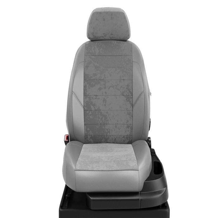Авточехлы для Volvo C-30 с 2006-н.в. хэтчбек Заднее сиденье единое, задняя спинка 50 на 50, 4 подголовника, задний подлокотник (отдельная деталь)., алькантара, светло-серая