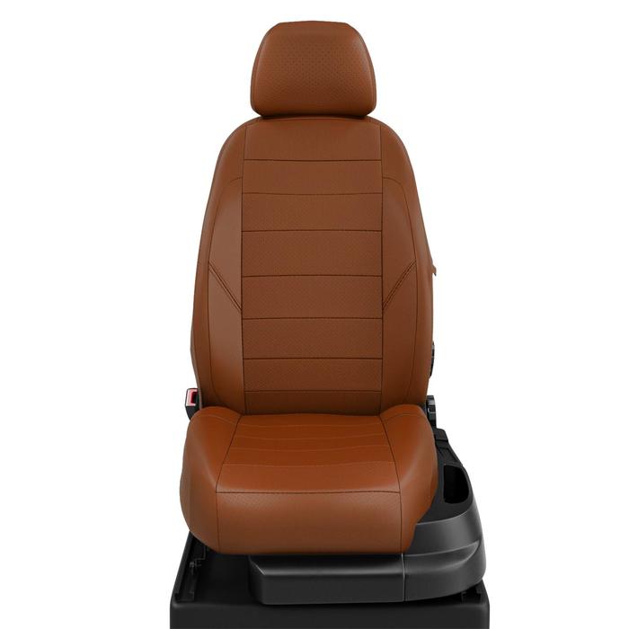 Авточехлы для Renault Scenic 3 с 2009-н.в. компактвэн Второй ряд три кресла-трансформеры. 7-подголовников (передние подголовники с ПРОСТЫЕ + БОРОДОЙ), экокожа, рыжая