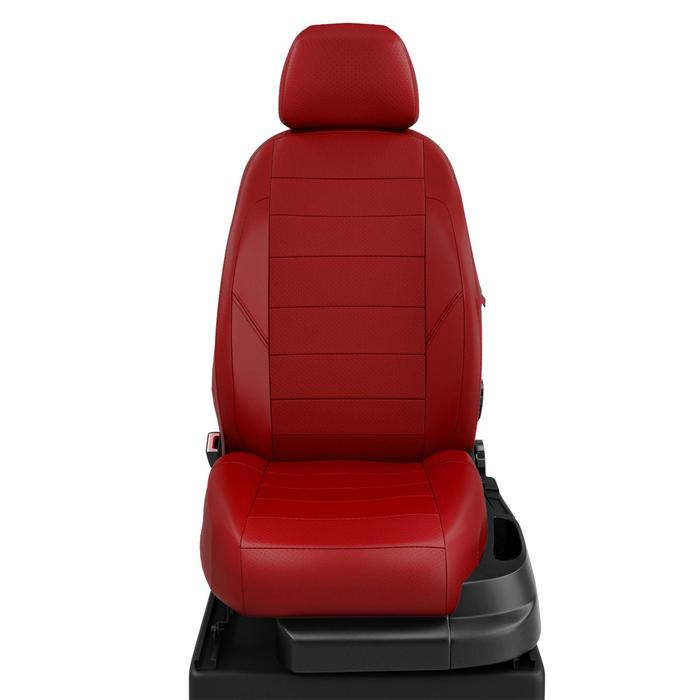 Авточехлы для Chevrolet Orlando 2 с 2012-н.в. джип 7 мест Задние спинка и сиденье 40 на 60, передний подлокотник в спинке, 2 кресла задние отдельные, молния под задний подлокотник, 7 подголовников, экокожа, красная