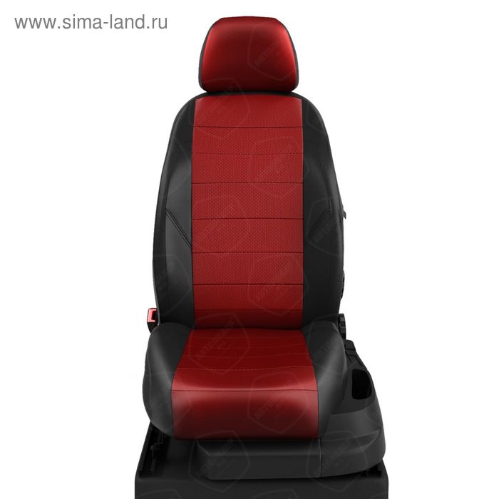 фото Авточехлы для mitsubishi asx с 2010-н.в. джип задняя спинка 40 на 60, сиденье единое, 5 подголовников, экокожа, красно-чёрная автолидер №1