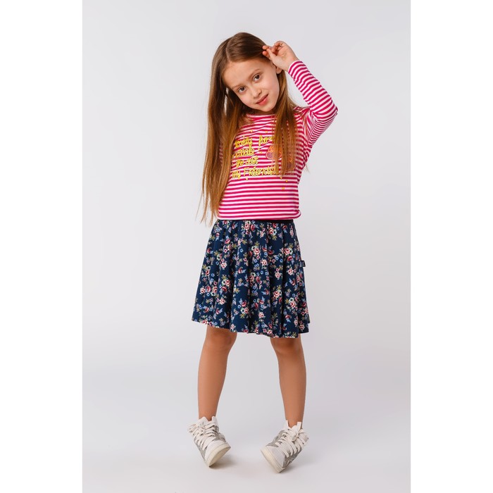 Юбка для девочки "Баллада", рост 110 см, цвет синий, принт розы