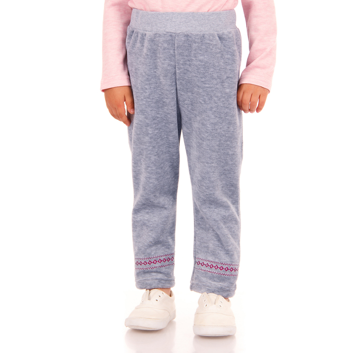 Брюки для девочки "Клюква в сахаре", рост 86 см, цвет серый, принт вышивка