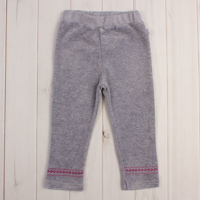 Брюки для девочки "Клюква в сахаре", рост 98 см, цвет серый, принт вышивка