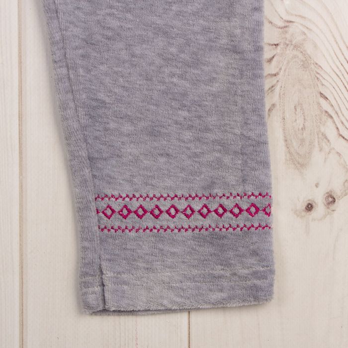 Брюки для девочки "Клюква в сахаре", рост 98 см, цвет серый, принт вышивка