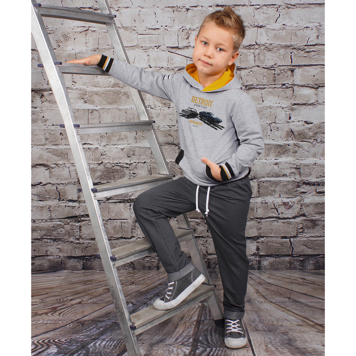 Джемпер для мальчика "Темп города", рост 122 см, цвет серый, принт автомобили ПДД176858