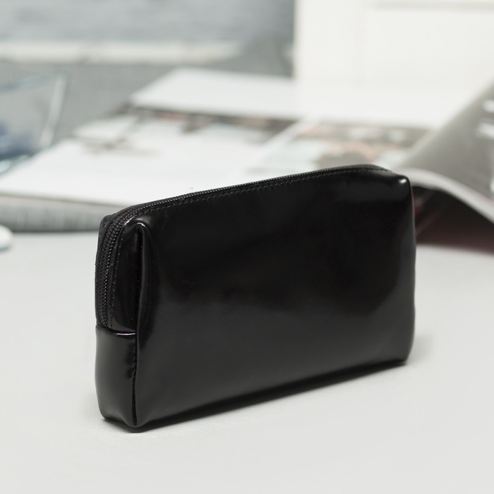 Косметичка дорожная на молнии, 1 отдел, цвет чёрный лак
