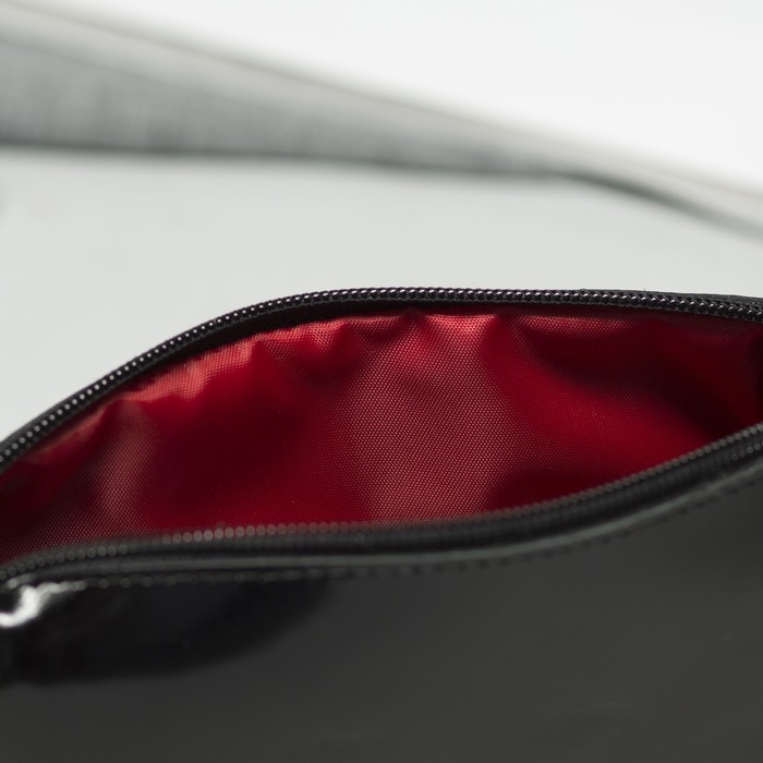 Косметичка дорожная на молнии, 1 отдел, цвет чёрный лак