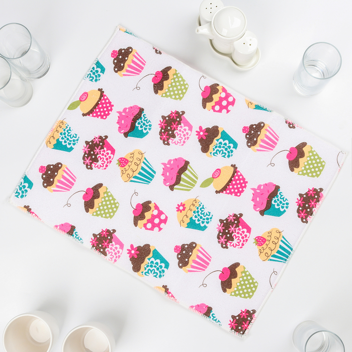Коврик для сушки посуды 38х51 см "Пирожные",
