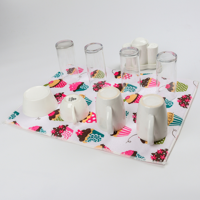 Коврик для сушки посуды 38х51 см "Пирожные",