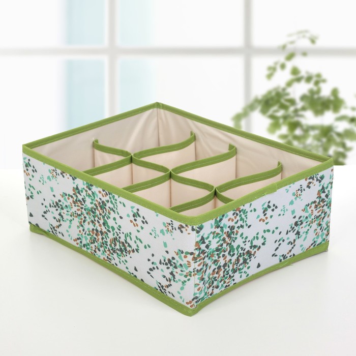 Набор органайзеров для белья, 3 шт, "Капли" 32х24х12 см, зеленый