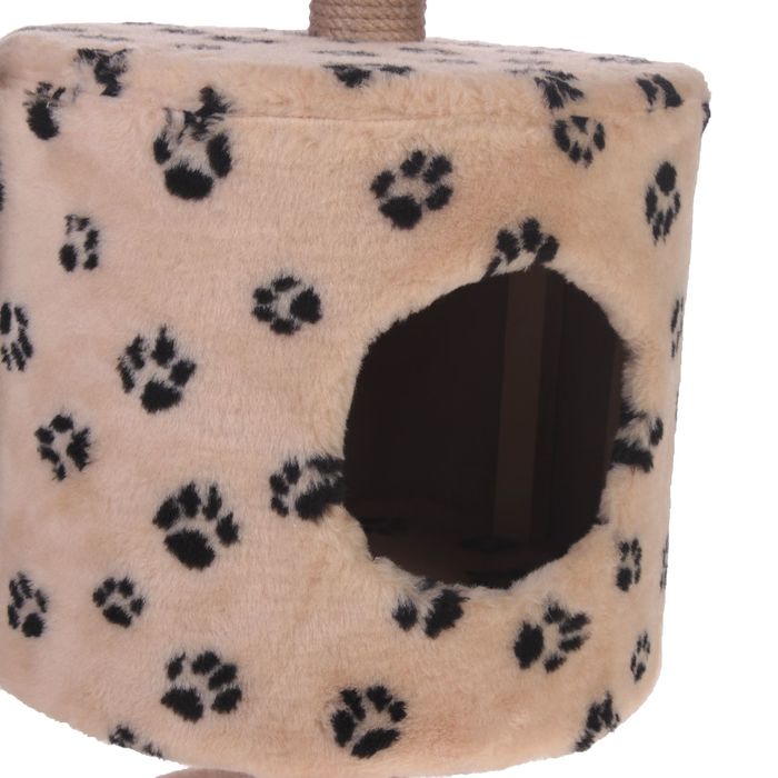 Домик-когтеточка "Круглый с площадкой", 52 х 52 х 105 см, джут, микс цветов