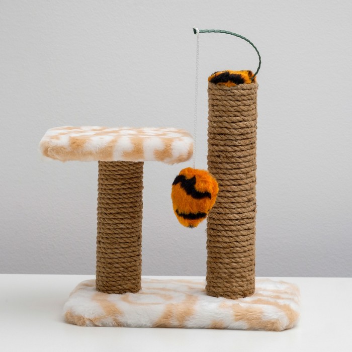 Когтеточка для котят двойная, 30 х 20 х 34 см, джут, микс цветов