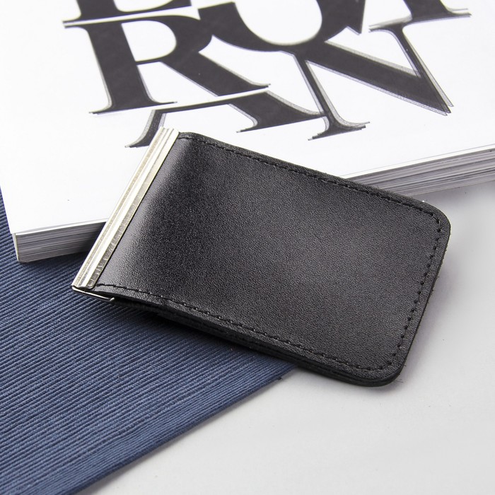 Зажим для купюр, цвет чёрный гладкий