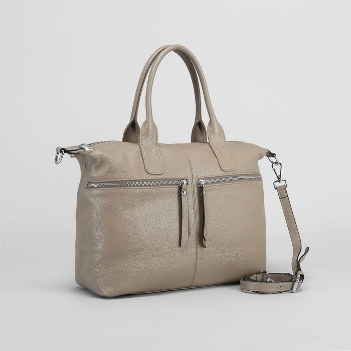 Сумка женская на молнии, 1 отдел с перегородкой, 3 наружных кармана, длинный ремень, цвет хаки