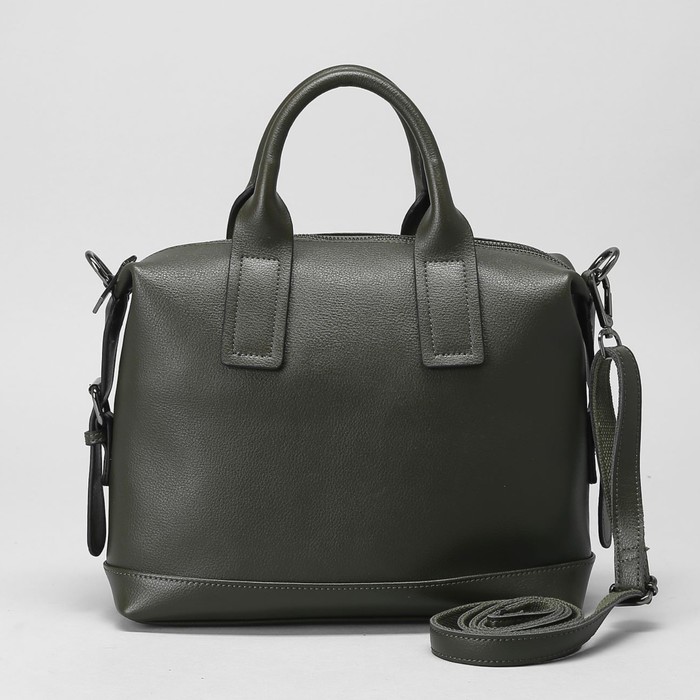 Сумка женская на молнии, 1 отдел, наружный карман, длинный ремень, цвет зелёный