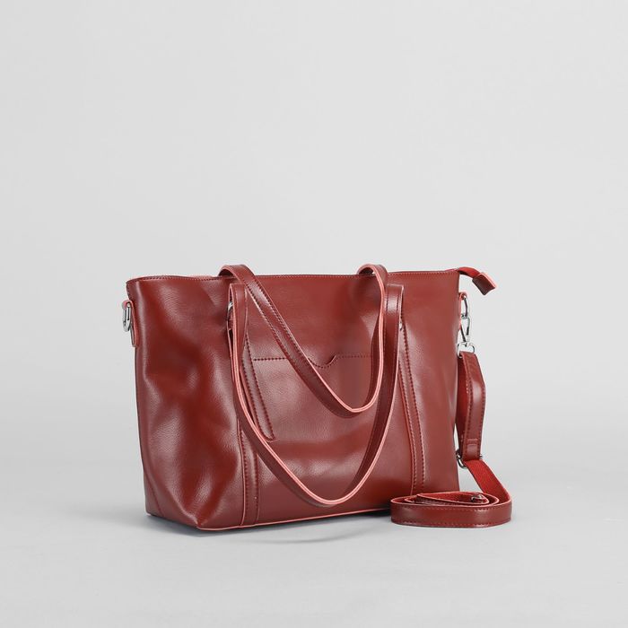 Сумка женская на молнии, 1 отдел, 2 наружных кармана, длинный ремень, цвет бордовый