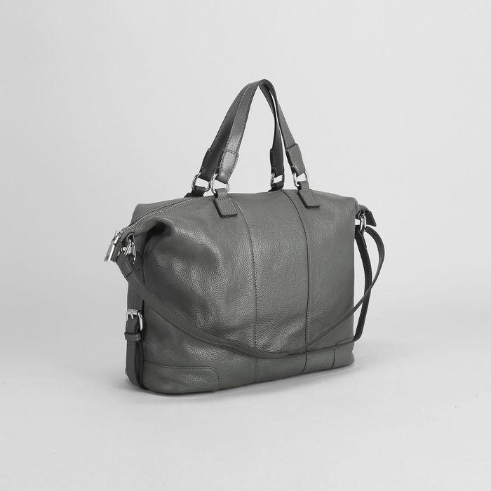 Сумка женская на молнии, 1 отдел, наружный карман, длинный ремень, цвет серый