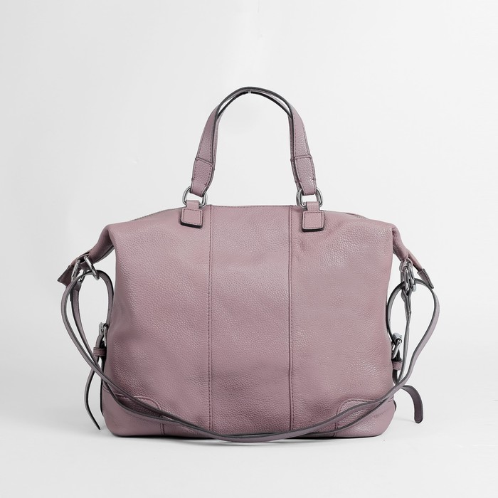 Сумка женская на молнии, 1 отдел, наружный карман, длинный ремень, цвет пудра