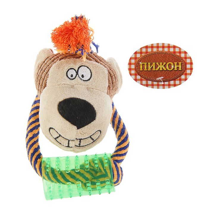 Игрушка для собак с канатом и жевательным кольцом "Обезьяна", 21 см