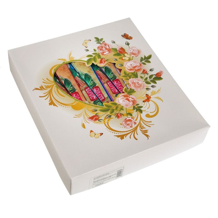 Веер пластик "Эйфелева башня в розах" МИКС 22,5 см