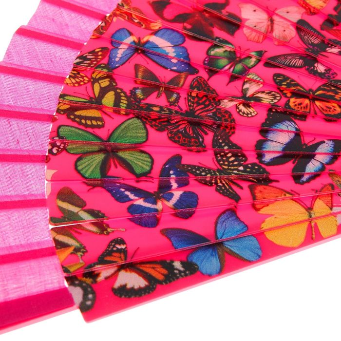 Веер пластик "Красочные бабочки" МИКС 22,5 см