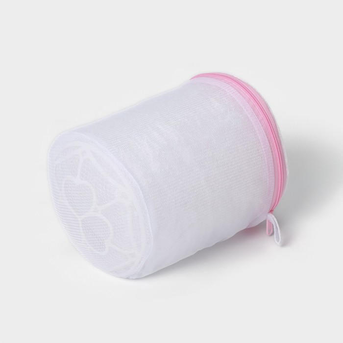 Мешок для стирки белья с диском Доляна, 15×15 см, мелкая сетка, цвет белый