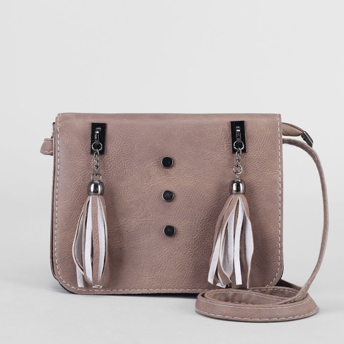 Сумка женская на клапане, 1 отдел, длинный ремень, цвет пудра