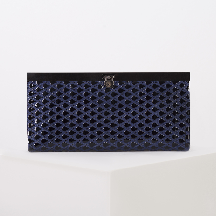 Кошелёк женский на застёжке, 5 отделов, для карт, цвет синий