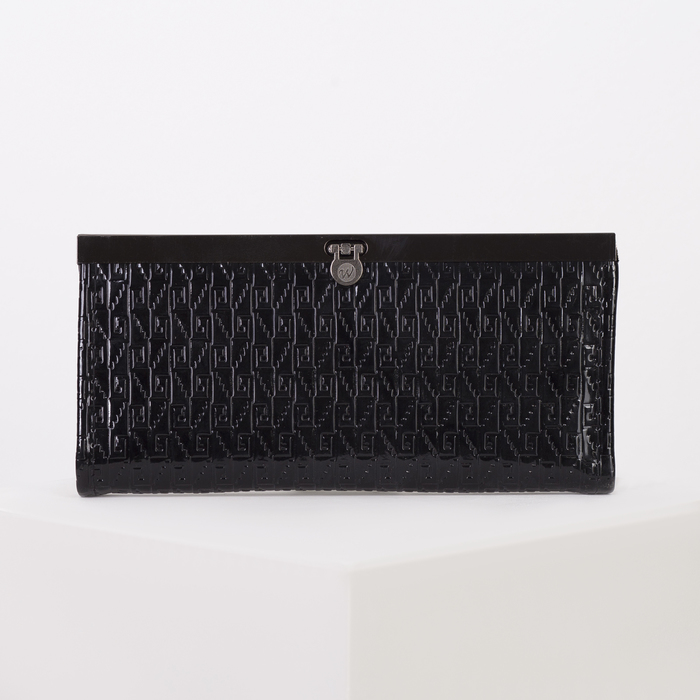 Кошелёк женский на застёжке, 5 отделов, для карт, цвет чёрный