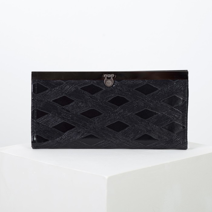 Кошелёк женский на застёжке, 5 отделов, для карт, цвет чёрный