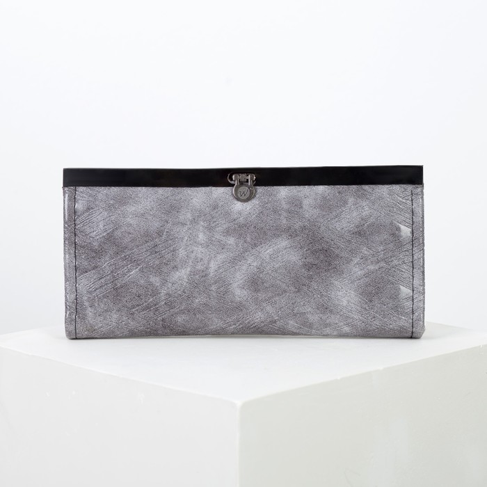 Кошелёк женский на застёжке, 5 отделов, для карт, цвет серый