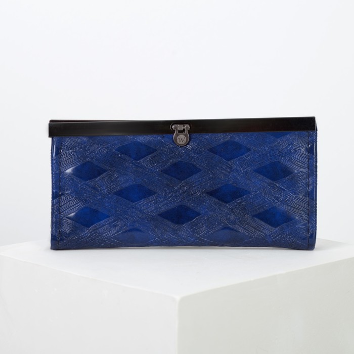 Кошелёк женский на застёжке, 5 отделов, для карт, цвет синий