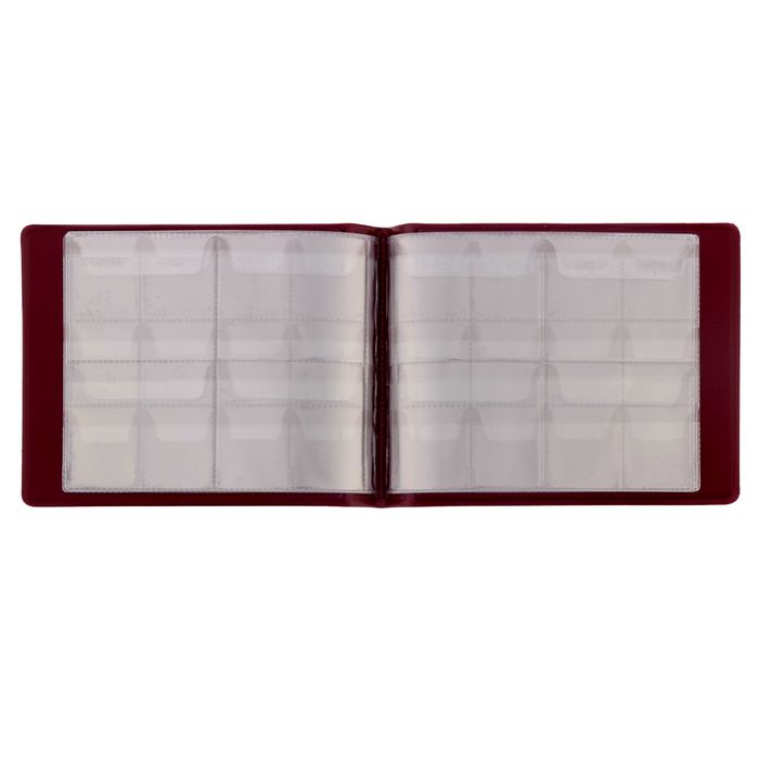 Альбом для монет 125*100мм на 64 монеты Calligrata, 48 ячеек 26х29мм, 16 ячеек 51х43мм, обложка иск.кожа, микс