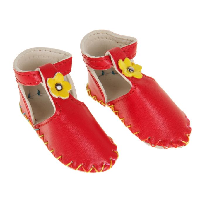 Сандали для куклы "Цветочек", длина стопы 7,5 см, 1 пара, цвет красный