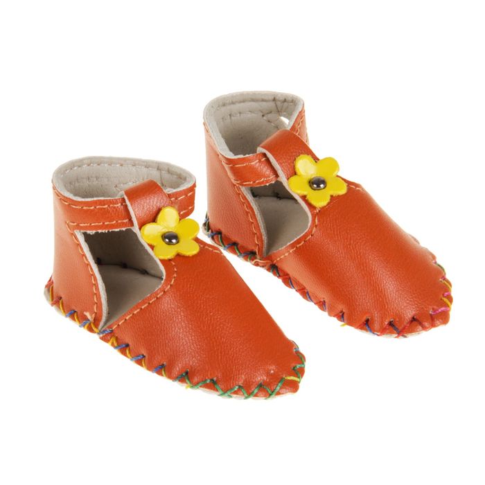 Сандали для куклы "Цветочек", длина стопы 7,5 см, 1 пара, цвет оранжевый